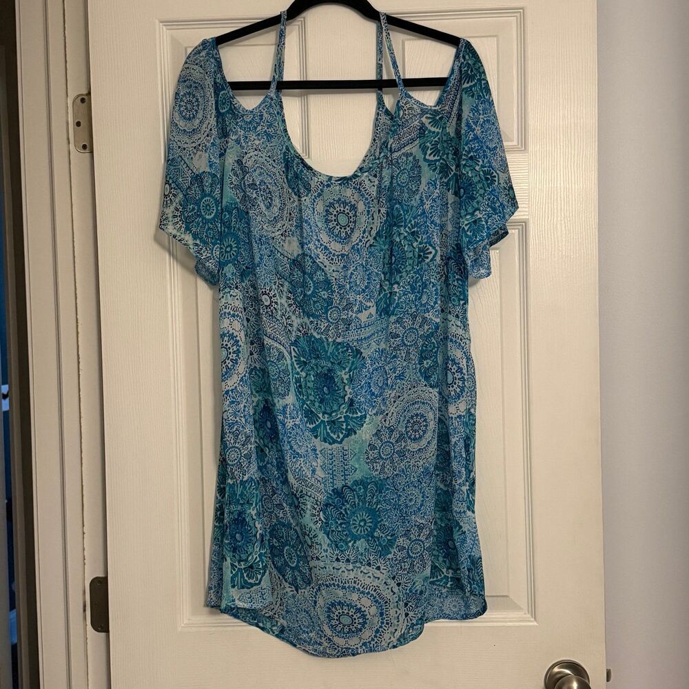 BLEU Rod Beattie Swim Coverup Open Shoulder with Sleeves Women's Size Large - Picture 4 of 6